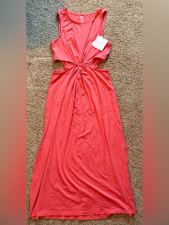 Beyond Yoga Dresses & Skirts - Beyond Yoga Coral Knot-Front Cutout Midi Dress Size L NWT